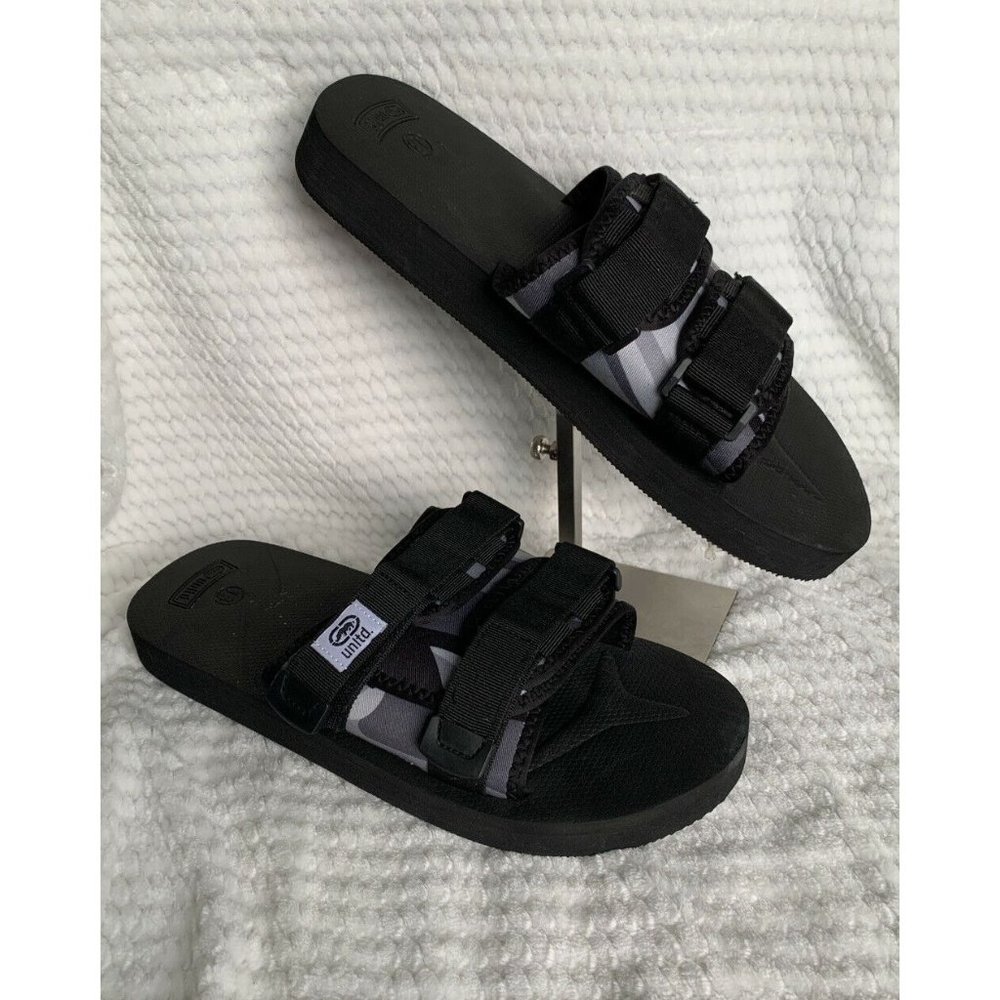 NWT Men’s Sandals Size 12 Unltd camo Grey/Black Open Toe Clise Hook Loop
